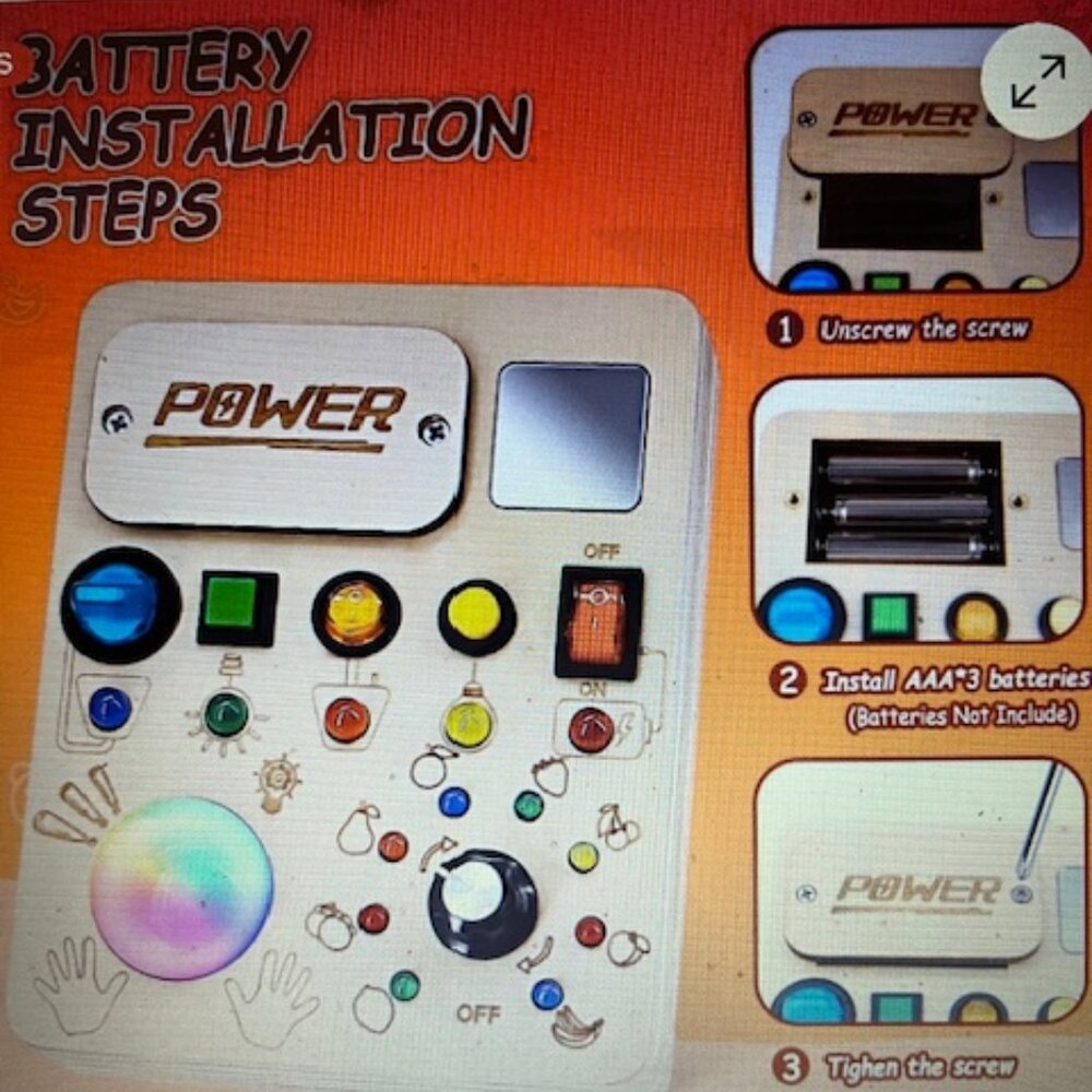 NEW-Unopened-Busy Board Montessori Toy , Wooden Sensory Activity Board with LED